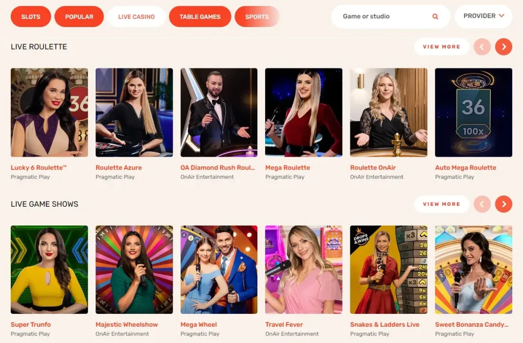 koi live casino en