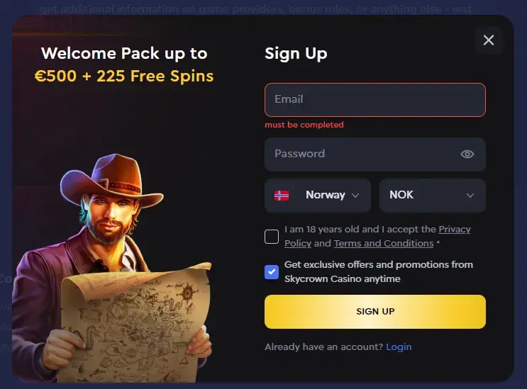 skycrown register account